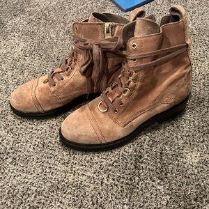 All Saints Tan Suede Lace-Up Boots Women’s Size 38